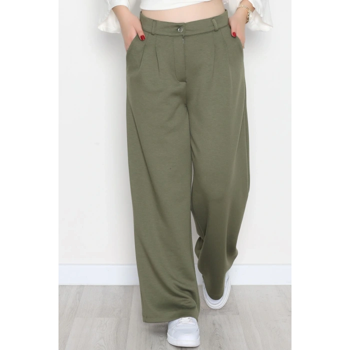 Modal Kumaş Palazzo Pantolon Haki - 51104.2061.