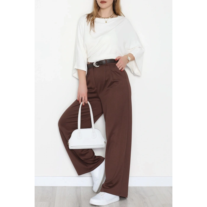 Modal Kumaş Palazzo Pantolon Kahve - 51104.2061.