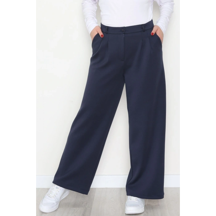Modal Kumaş Palazzo Pantolon Lacivert - 51104.2061.