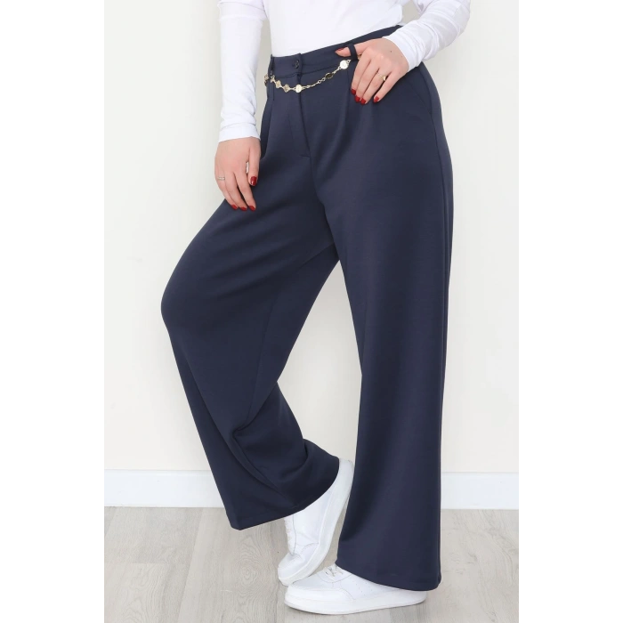Modal Kumaş Palazzo Pantolon Lacivert - 51104.2061.