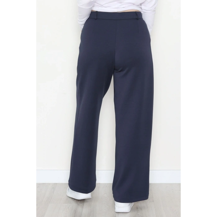 Modal Kumaş Palazzo Pantolon Lacivert - 51104.2061.