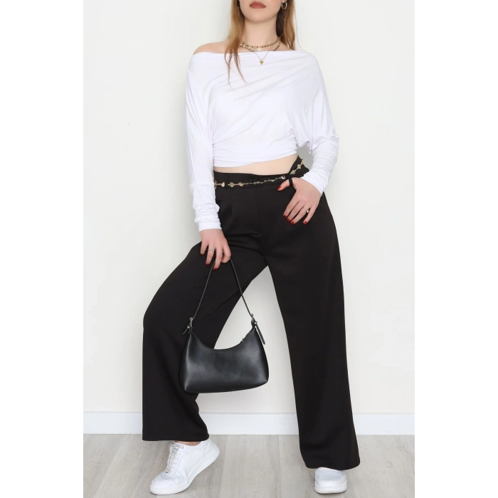 Modal Kumaş Palazzo Pantolon Siyah - 51104.2061.