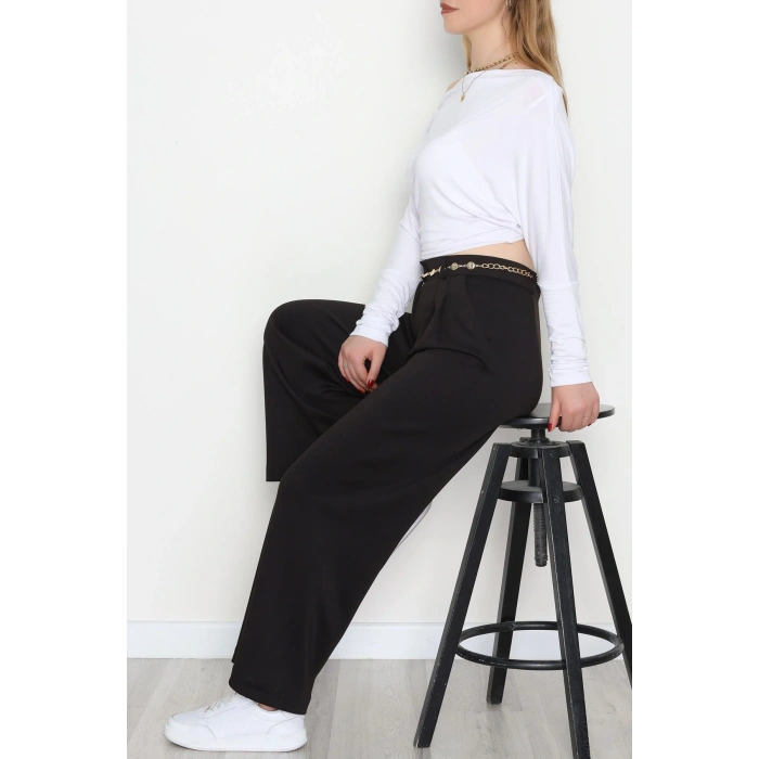 Modal Kumaş Palazzo Pantolon Siyah - 51104.2061.