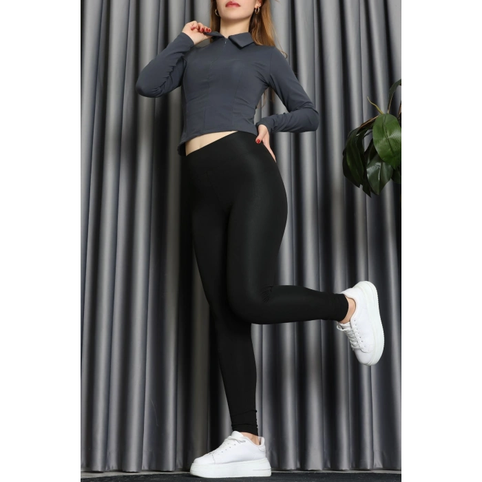 Modal Kumaş Polo Yaka Bluz Füme - 71793.444.