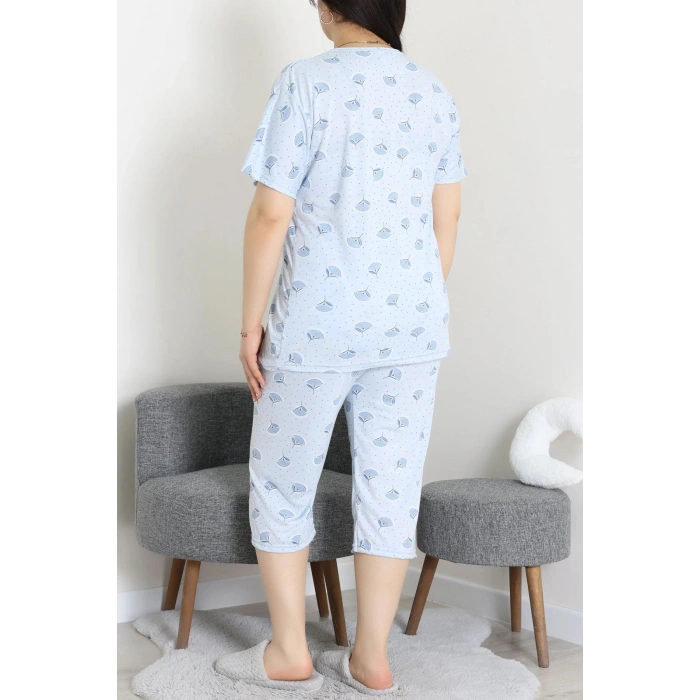 Model Büyük Beden Kapri Pijama Takımı Açıkmavi - 774.1287.