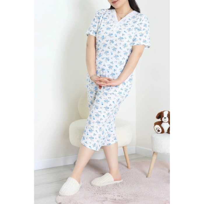 Model Büyük Beden Kapri Pijama Takımı Beyazçiçek - 774.1287.