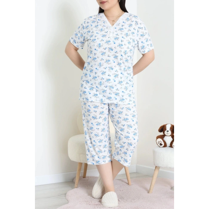Model Büyük Beden Kapri Pijama Takımı Beyazçiçek - 774.1287.