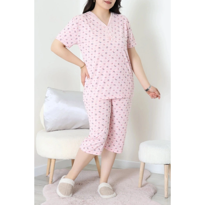 Model Büyük Beden Kapri Pijama Takımı Pudra - 774.1287.