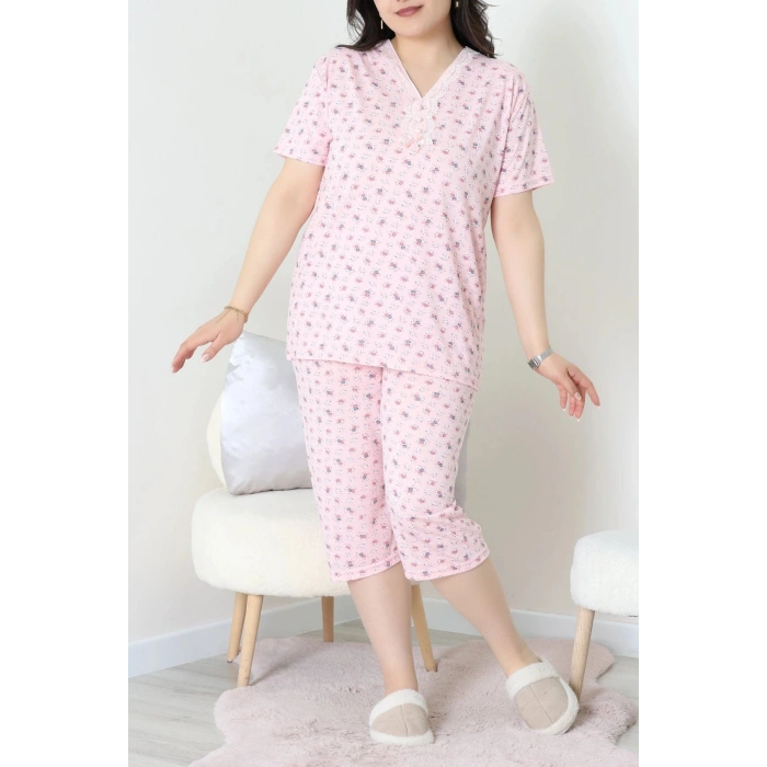 Model Büyük Beden Kapri Pijama Takımı Pudra - 774.1287.