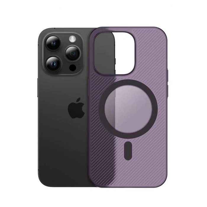 Movenchy iPhone 14 Pro Kılıf PP Magsafe Kapak - Derin Mor