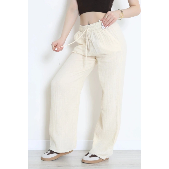 Müslin Bol Paça Pantolon Bej - 349.1238.