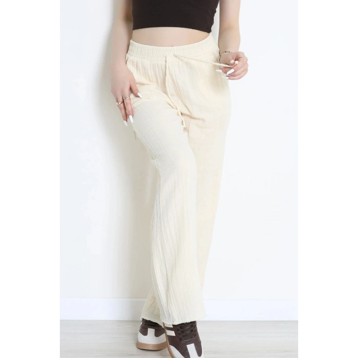 Müslin Bol Paça Pantolon Bej - 349.1238.