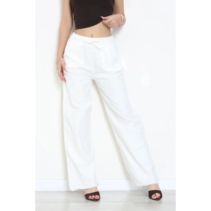 Müslin Bol Paça Pantolon Beyaz - 349.1238.