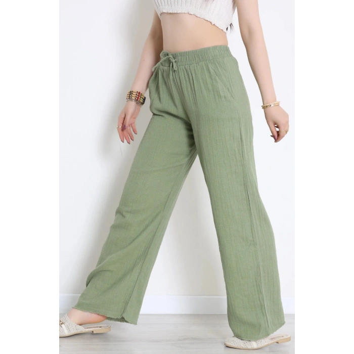 Müslin Bol Paça Pantolon Haki - 349.1238.