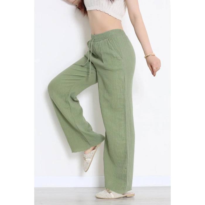 Müslin Bol Paça Pantolon Haki - 349.1238.