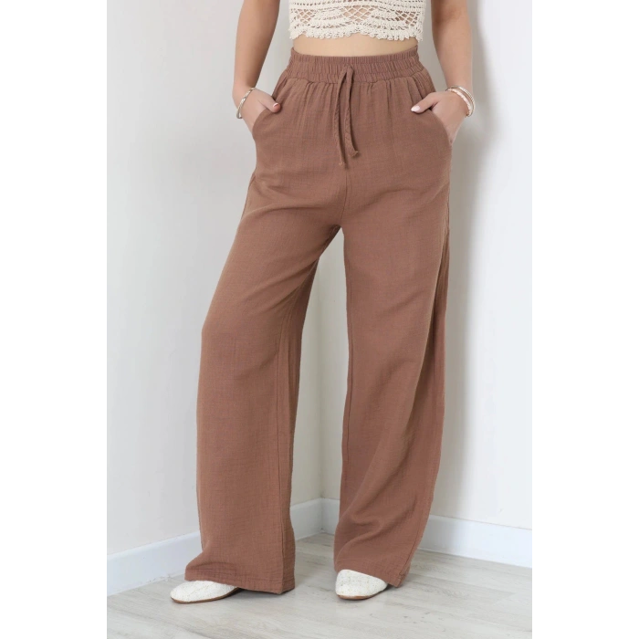 Müslin Bol Paça Pantolon Kahve - 349.1238.