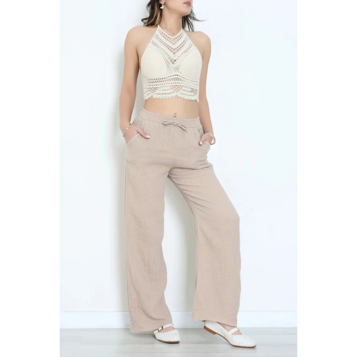 Müslin Bol Paça Pantolon Vizon - 349.1238.