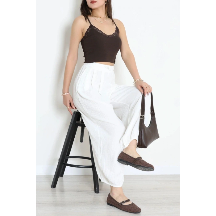 Müslin Kumaş Pantolon Ekru - 7961.1437.