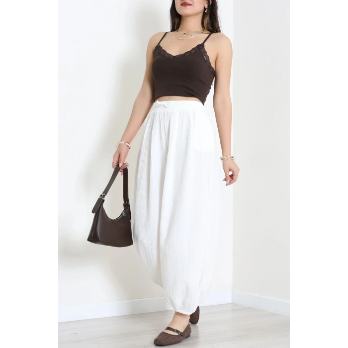 Müslin Kumaş Pantolon Ekru - 7961.1437.