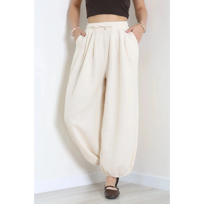Müslin Kumaş Pantolon Krem - 7961.1437.