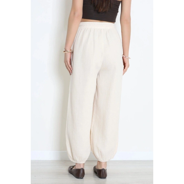 Müslin Kumaş Pantolon Krem - 7961.1437.