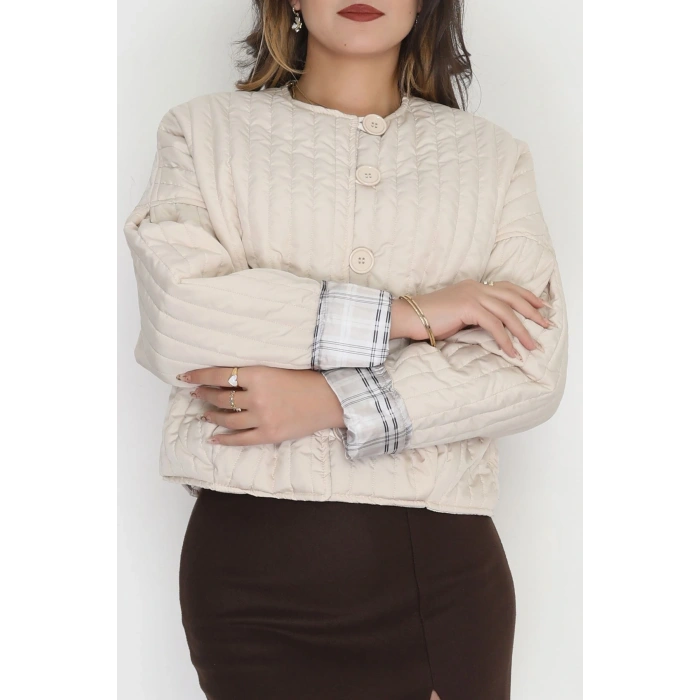 Nakış Detaylı Bomber Ceket Bej - 31635.439.