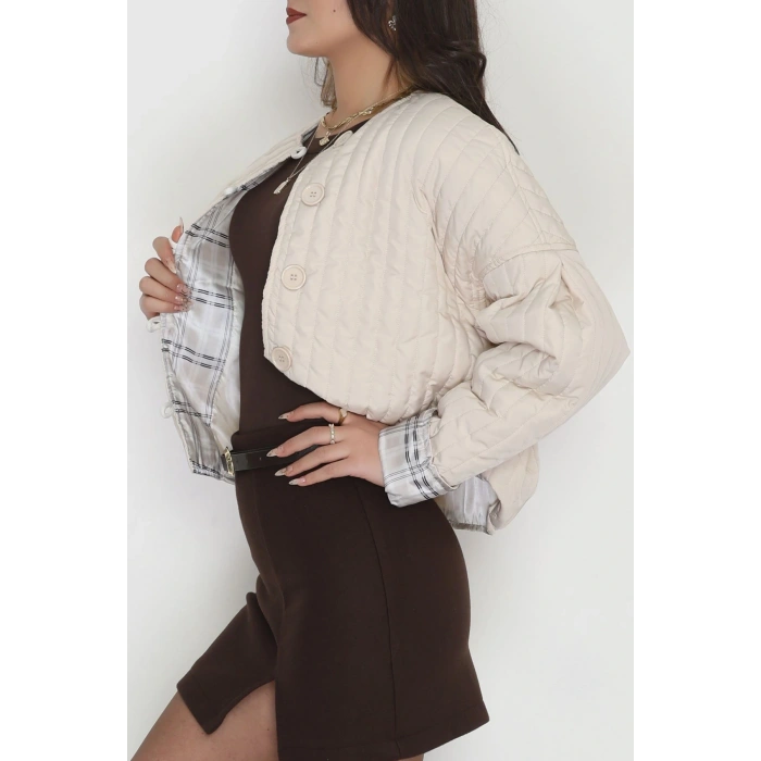 Nakış Detaylı Bomber Ceket Bej - 31635.439.