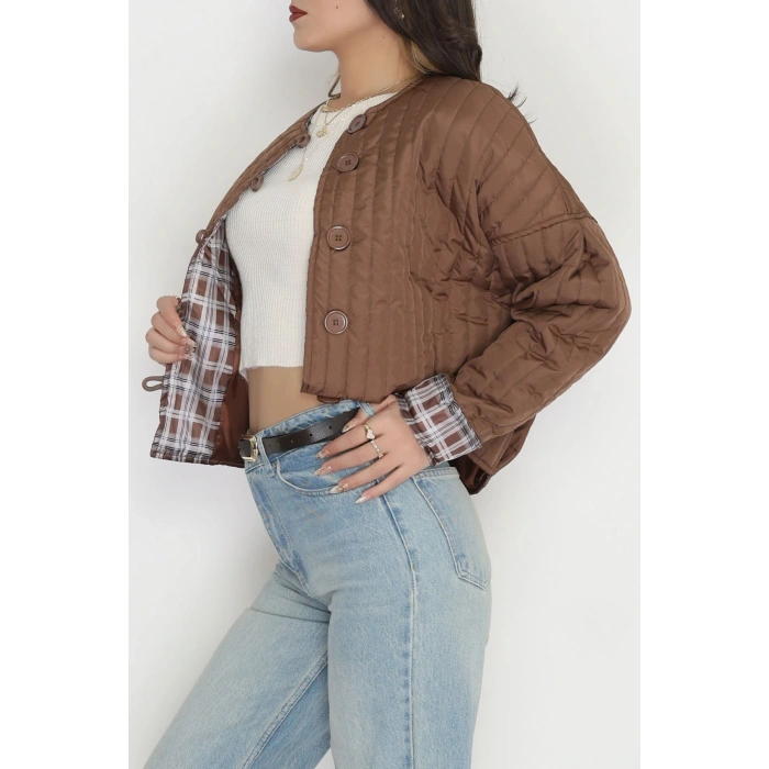 Nakış Detaylı Bomber Ceket Kahve - 31635.439.