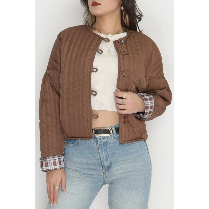 Nakış Detaylı Bomber Ceket Kahve - 31635.439.