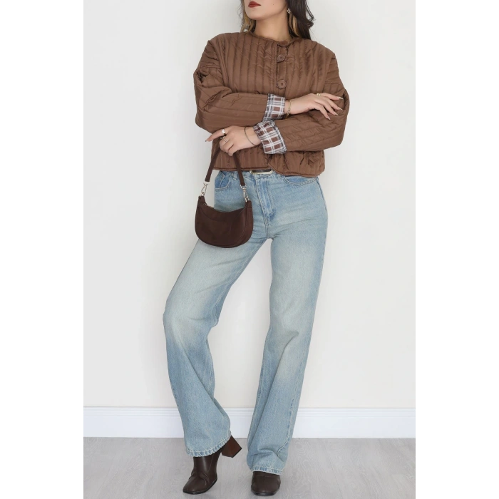 Nakış Detaylı Bomber Ceket Kahve - 31635.439.