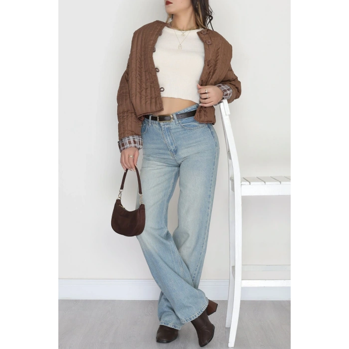 Nakış Detaylı Bomber Ceket Kahve - 31635.439.