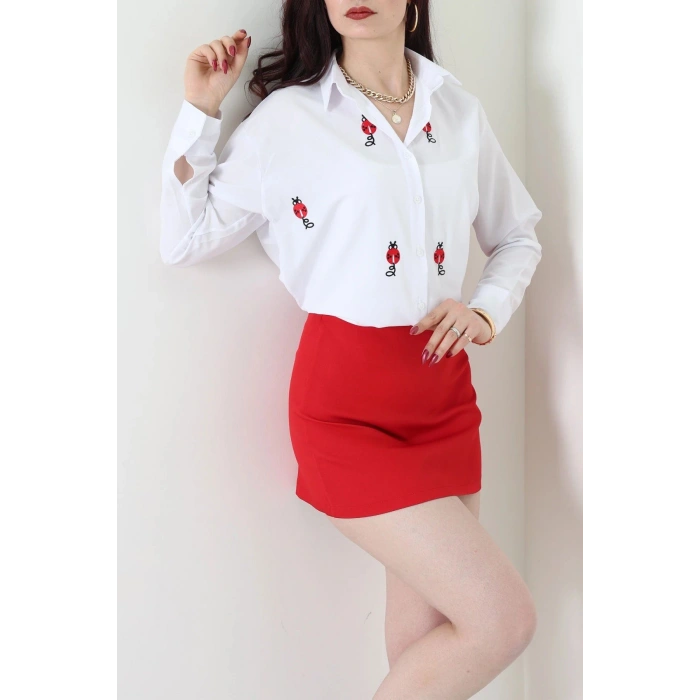 Nakış Detaylı Terıkoton Gömlek Beyaz - 43959.2111.