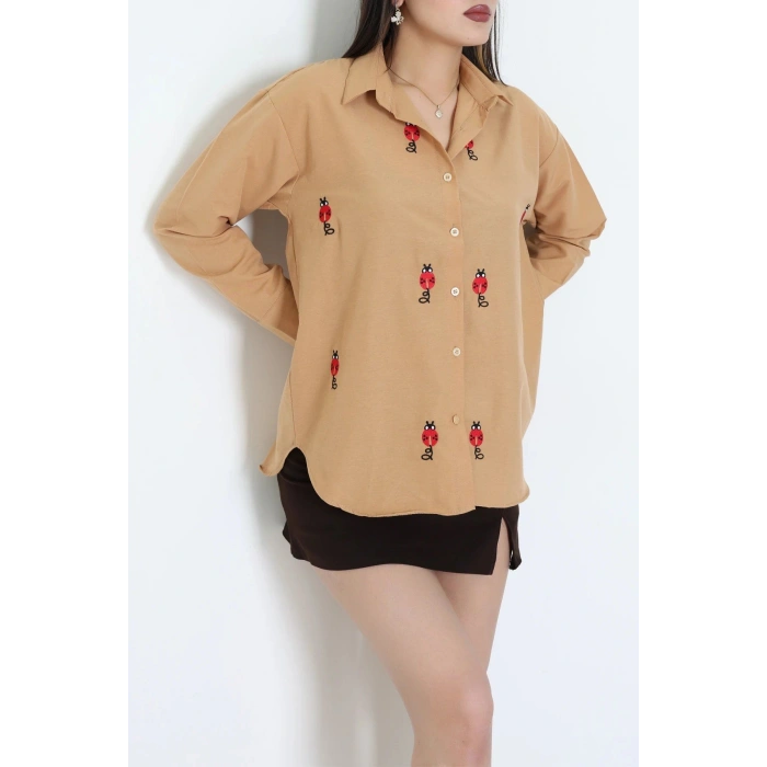 Nakış Detaylı Terıkoton Gömlek Camel - 43959.2111.