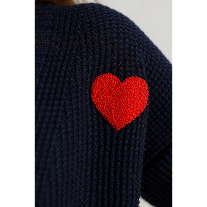 Nakışlı Crop Hırka Lacivert - 440.1577.