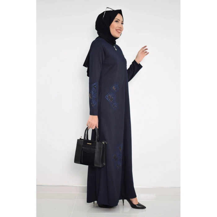 Nakışlı Ferace mdc 2031 Lacivert
