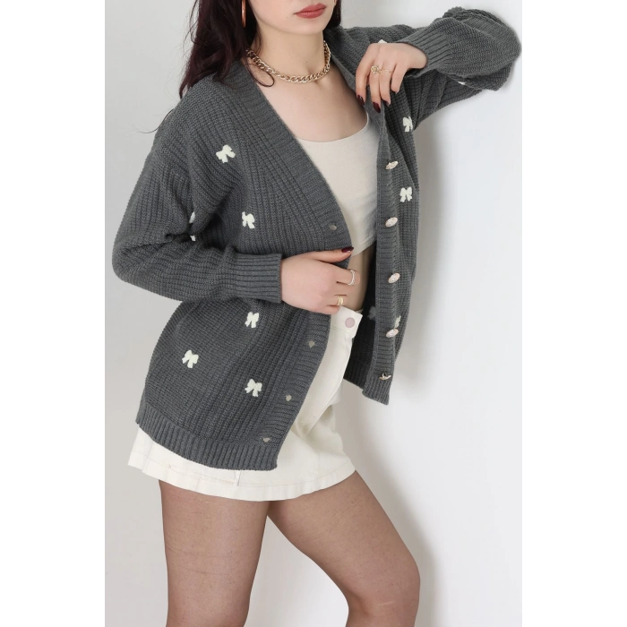 Nakışlı Hırka Fümelatte - 490.1577.