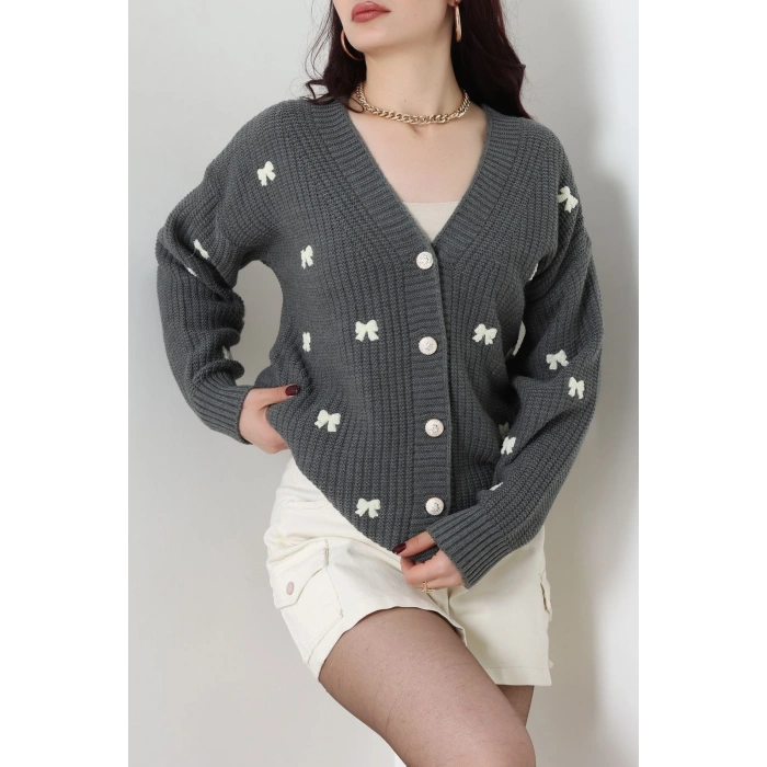 Nakışlı Hırka Fümelatte - 490.1577.