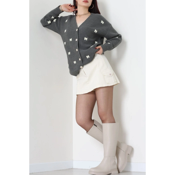 Nakışlı Hırka Fümelatte - 490.1577.