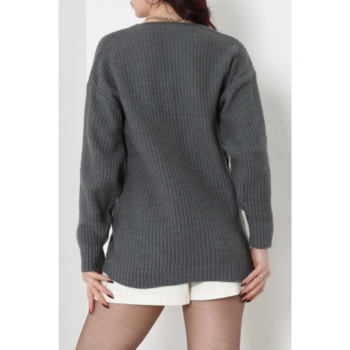 Nakışlı Hırka Fümelatte - 490.1577.