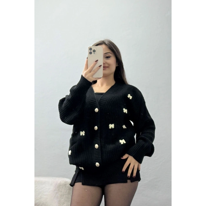 Nakışlı Hırka Siyahlatte - 490.1577.