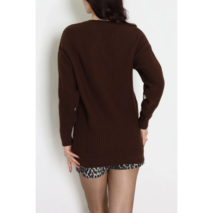 Nakışlı Kalpli Hırka Kahvelatte - 444.1577.