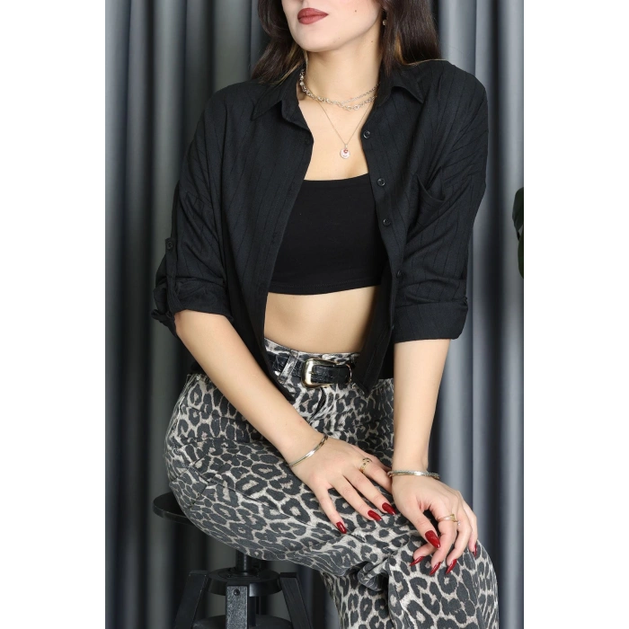 Neva Kumaş Gömlek Siyah - 2434.1602.