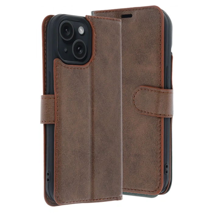 Newface Apple iPhone 15 Trend S Plus Kapaklı Kılıf - Taba