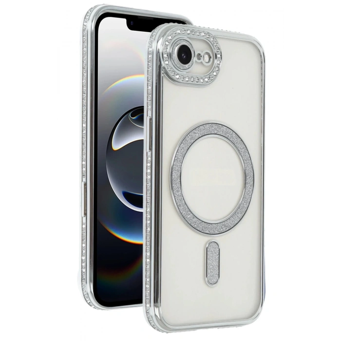 Newface Apple iPhone 16E Joke Simli Magneticsafe Kılıf - Gümüş