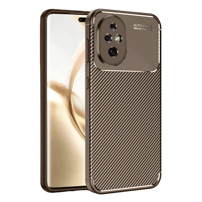 Newface Honor 200 Kılıf Auto Focus Karbon Kapak - Kahverengi