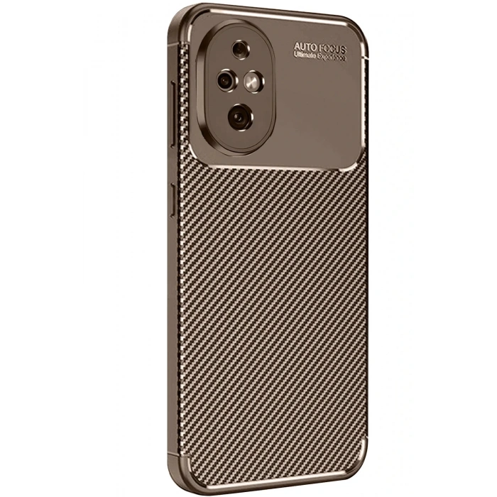 Newface Honor 200 Kılıf Auto Focus Karbon Kapak - Kahverengi