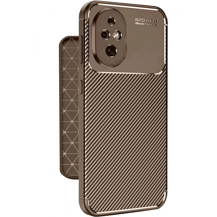 Newface Honor 200 Kılıf Auto Focus Karbon Kapak - Kahverengi