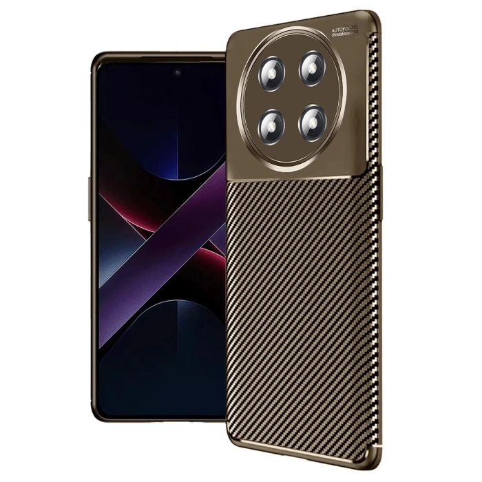 Newface Honor Magic 7 Lite Kılıf Auto Focus Karbon Kapak - Kahverengi