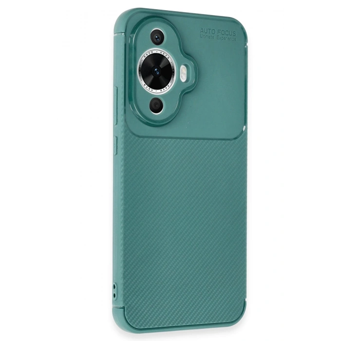 Newface Huawei Nova 12S Kılıf Auto Focus Karbon Kapak - Koyu Yeşil