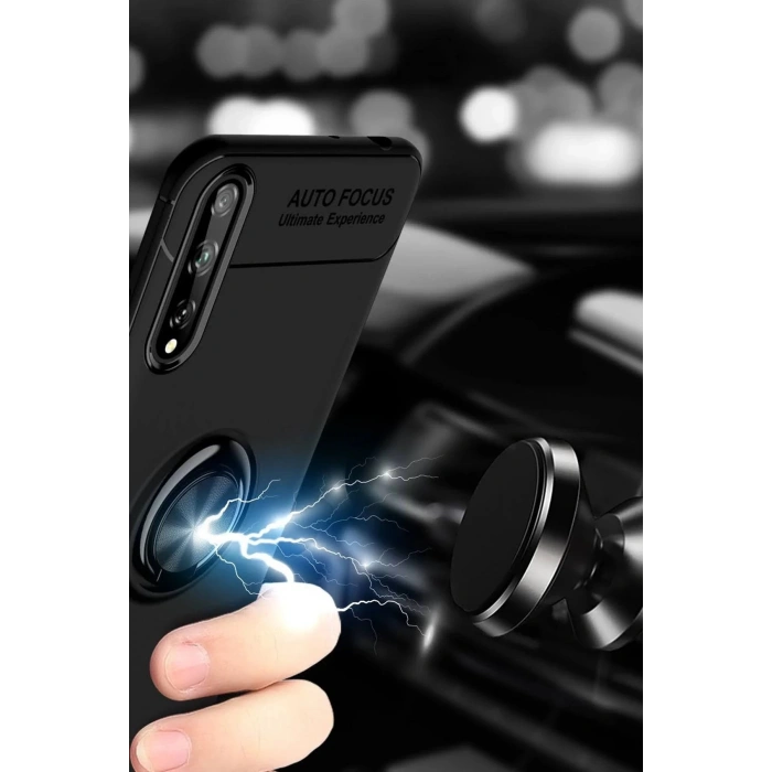 Newface Huawei P Smart S Kılıf Range Yüzüklü Silikon - Siyah